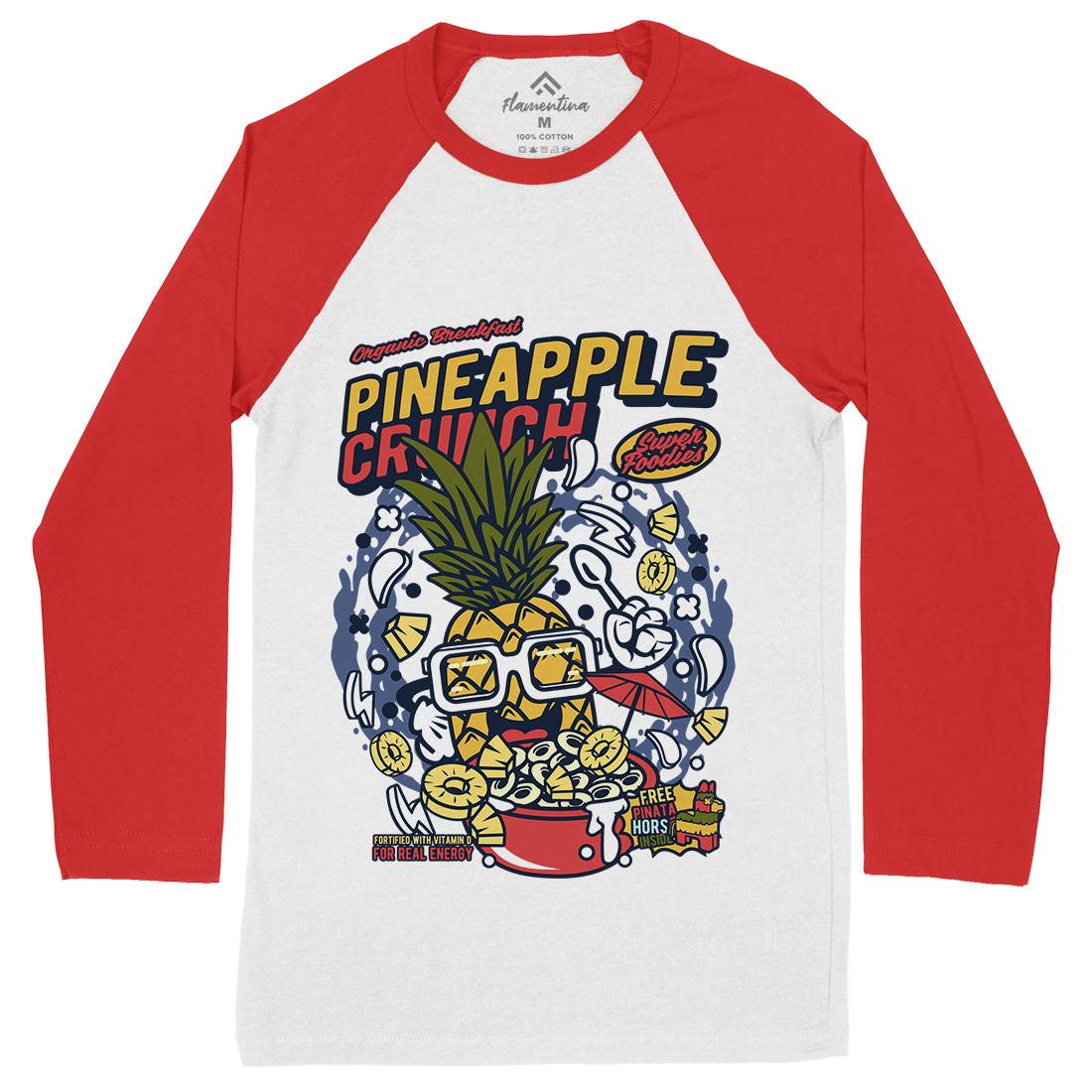 Pineapple Crunch Mens Long Sleeve Baseball T-Shirt Food C605