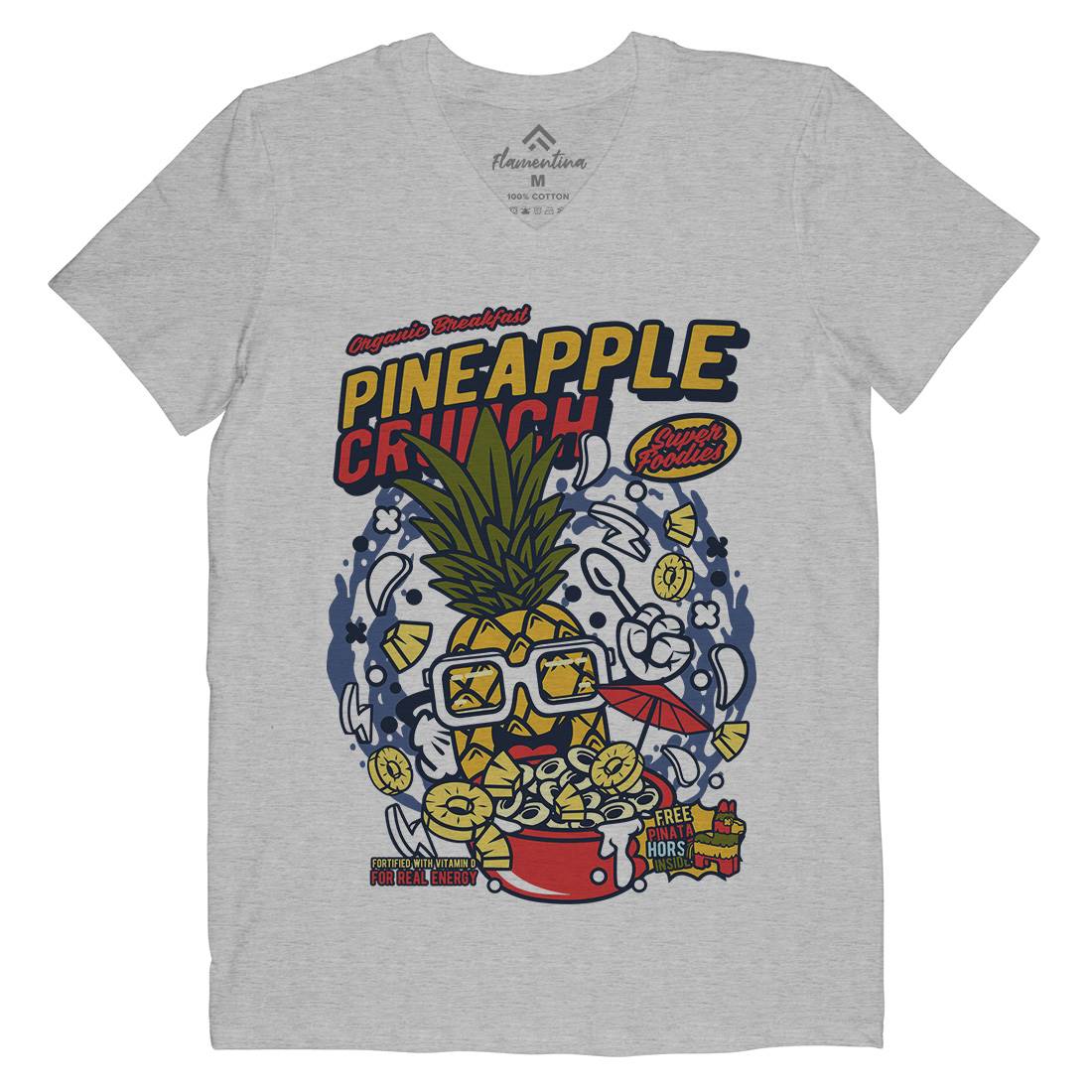 Pineapple Crunch Mens Organic V-Neck T-Shirt Food C605