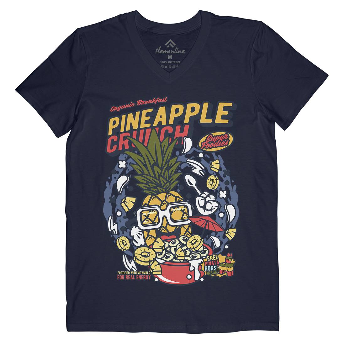 Pineapple Crunch Mens Organic V-Neck T-Shirt Food C605