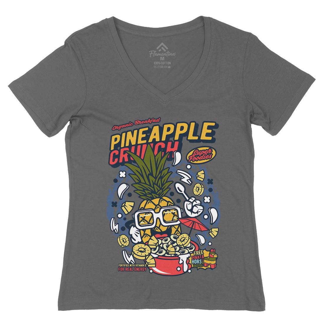 Pineapple Crunch Womens Organic V-Neck T-Shirt Food C605