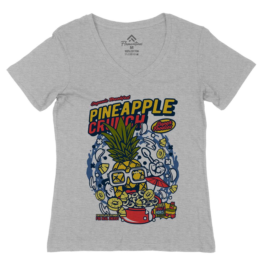 Pineapple Crunch Womens Organic V-Neck T-Shirt Food C605