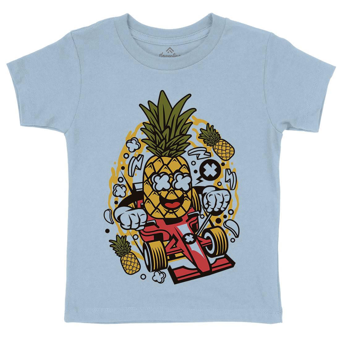 Pineapple Formula Racer Kids Organic Crew Neck T-Shirt Sport C606