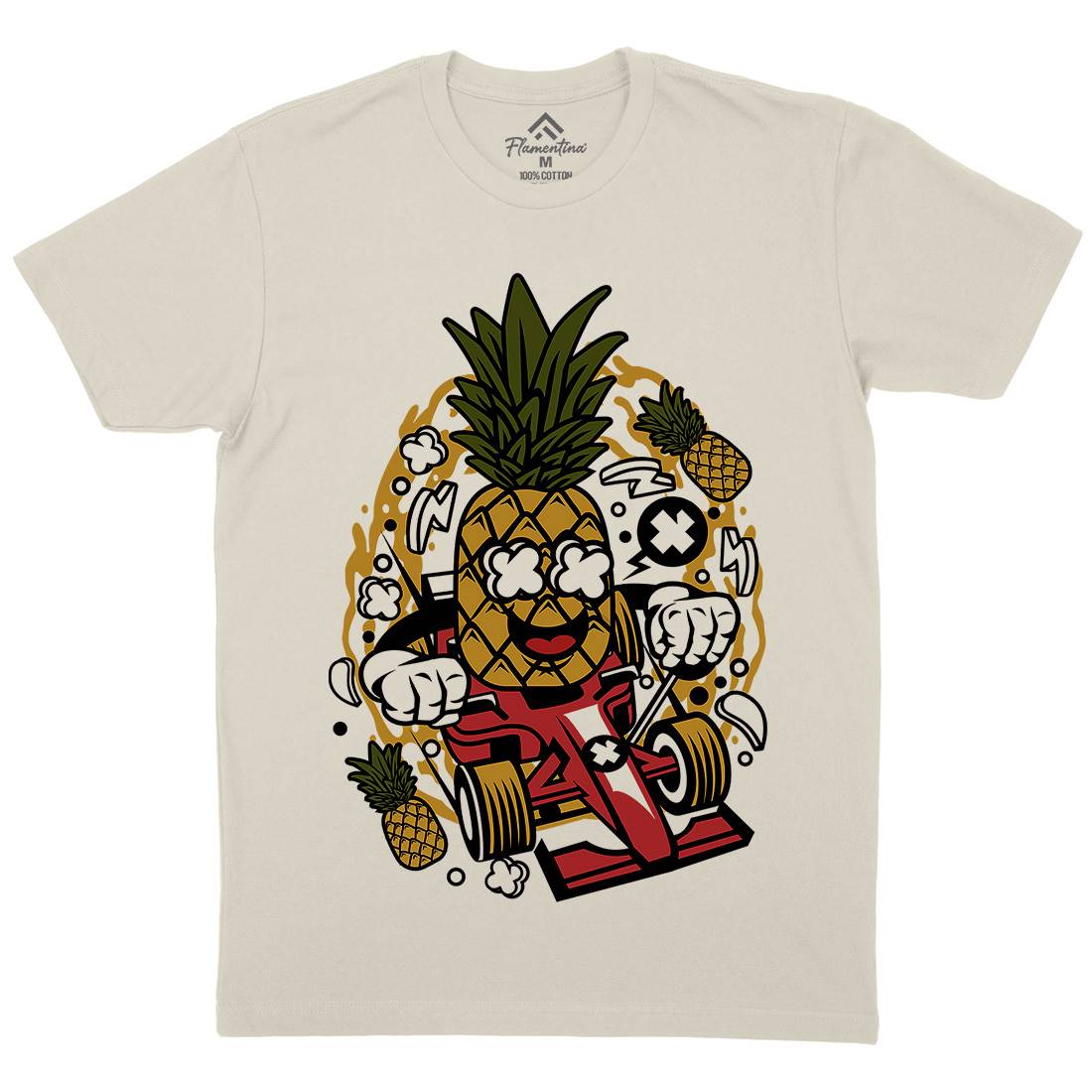 Pineapple Formula Racer Mens Organic Crew Neck T-Shirt Sport C606