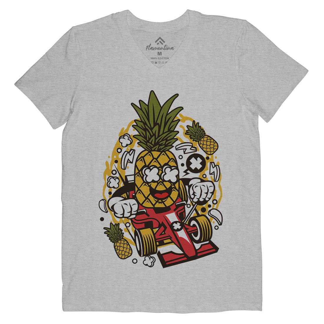 Pineapple Formula Racer Mens Organic V-Neck T-Shirt Sport C606