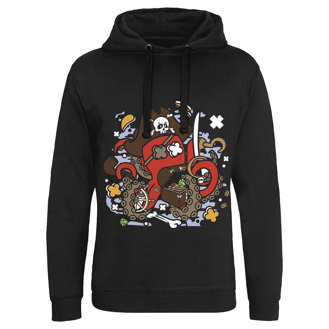 Pirate Octopus Mens Hoodie Without Pocket Navy C607
