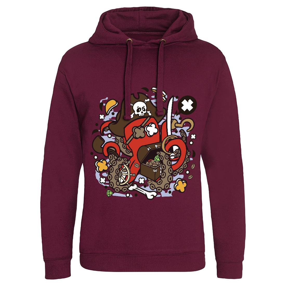 Pirate Octopus Mens Hoodie Without Pocket Navy C607