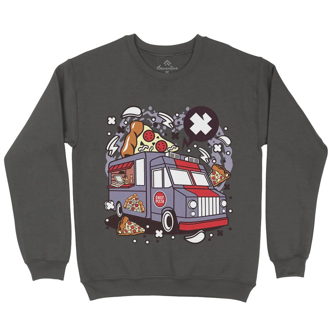 Pizza Van Kids Crew Neck Sweatshirt Food C608