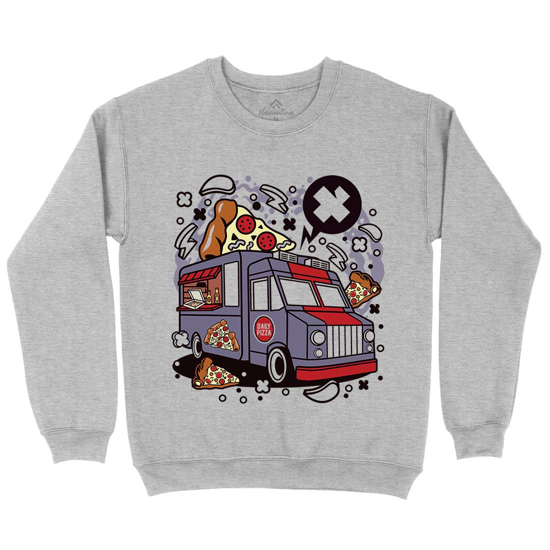 Pizza Van Kids Crew Neck Sweatshirt Food C608