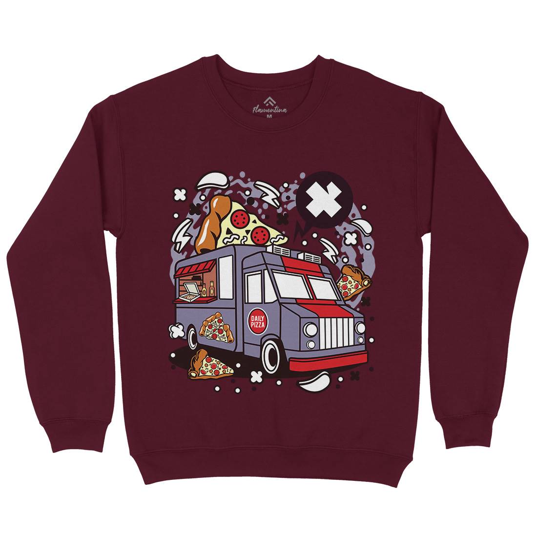 Pizza Van Kids Crew Neck Sweatshirt Food C608