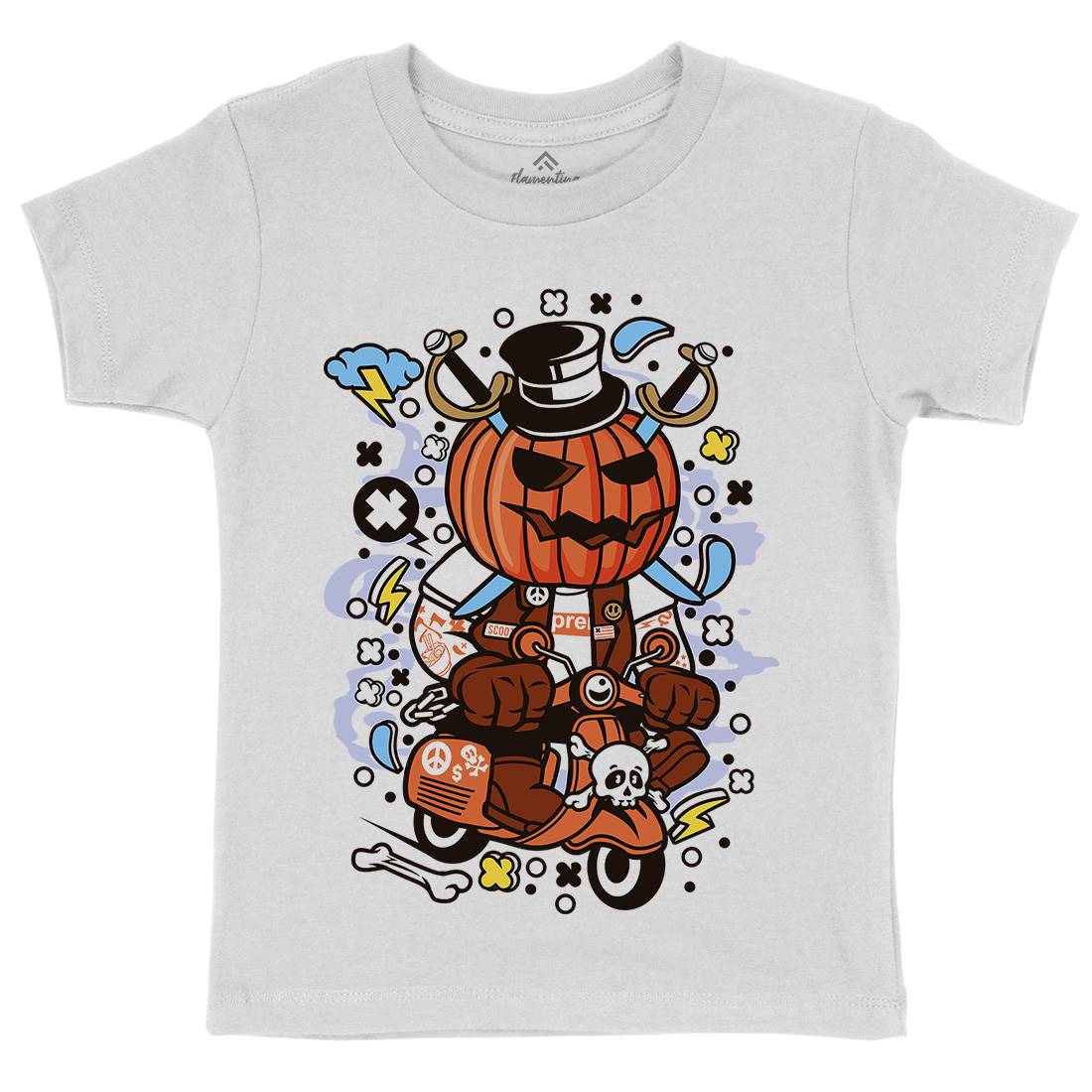 Pumpkin Scooter Kids Organic Crew Neck T-Shirt Motorcycles C611