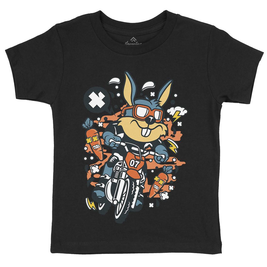 Rabbit Motocross Rider Kids Crew Neck T-Shirt Motorcycles C613
