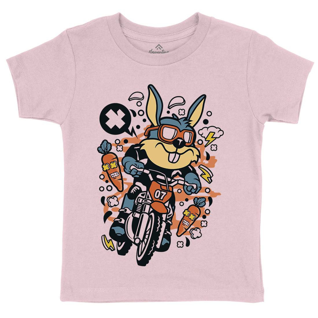 Rabbit Motocross Rider Kids Organic Crew Neck T-Shirt Motorcycles C613