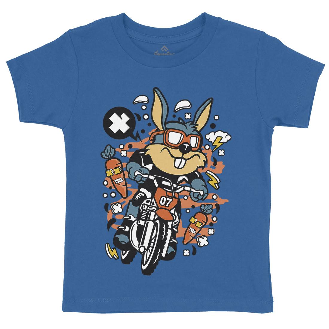 Rabbit Motocross Rider Kids Crew Neck T-Shirt Motorcycles C613