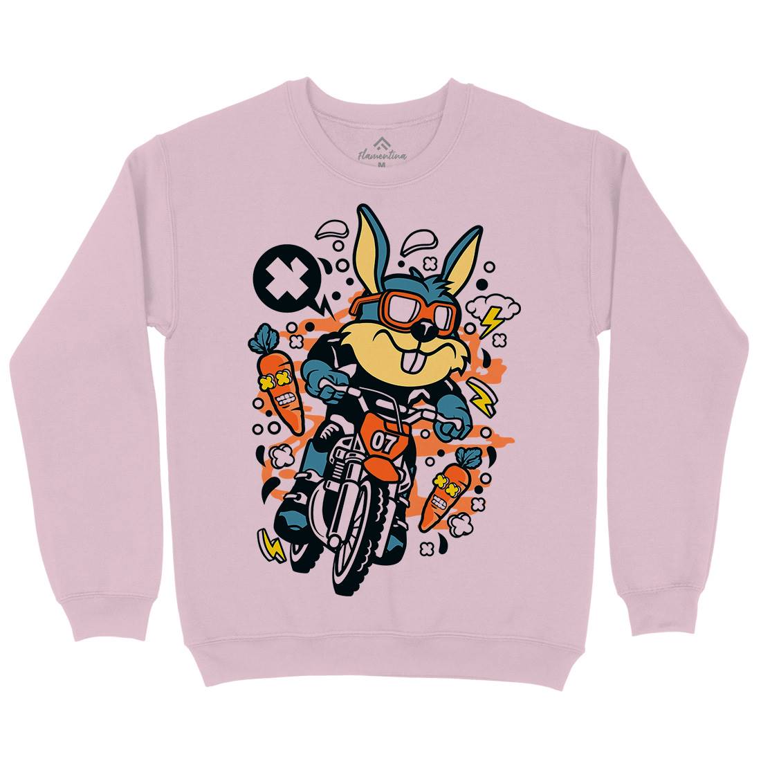 Rabbit Motocross Rider Kids Crew Neck Sweatshirt Motorcycles C613