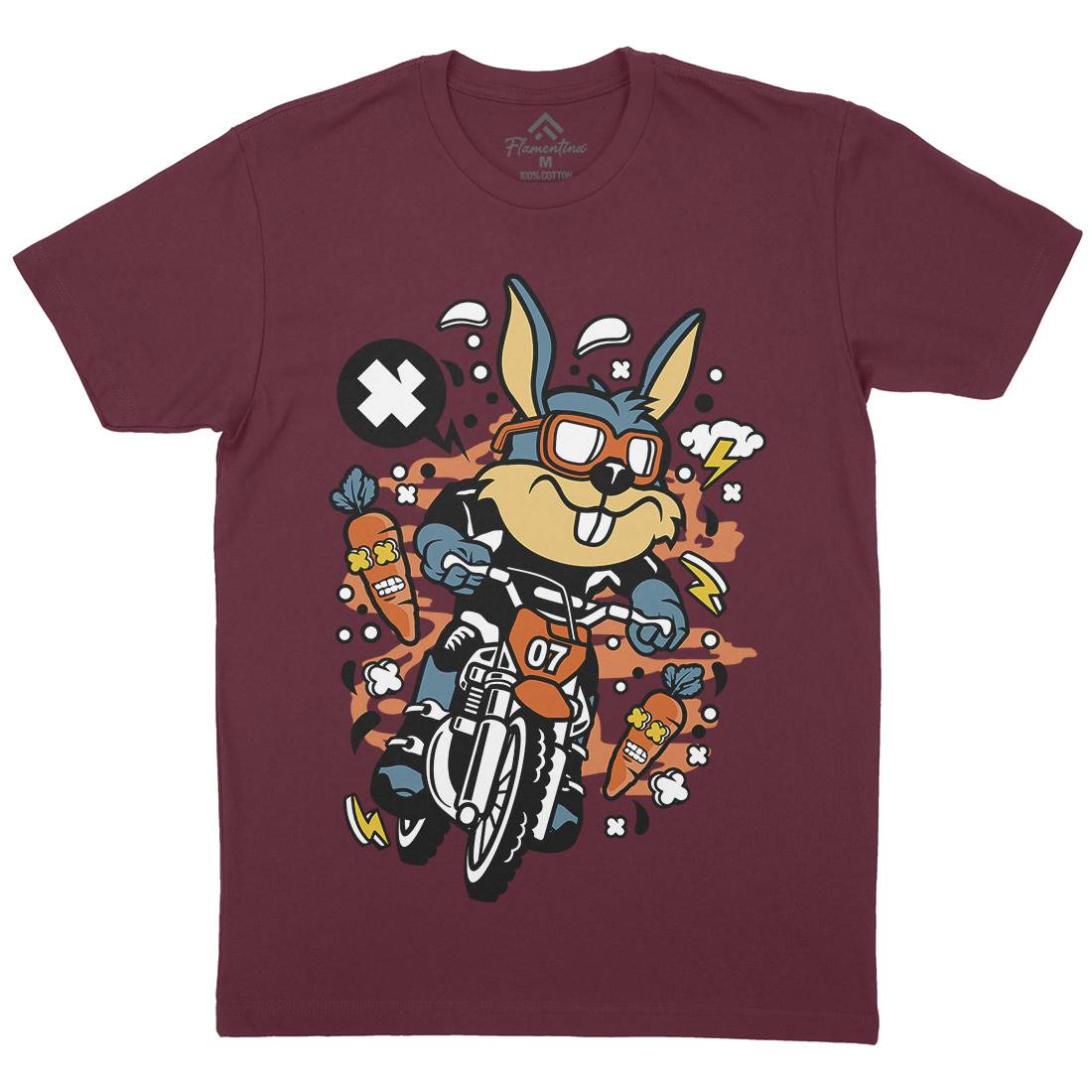 Rabbit Motocross Rider Mens Crew Neck T-Shirt Motorcycles C613