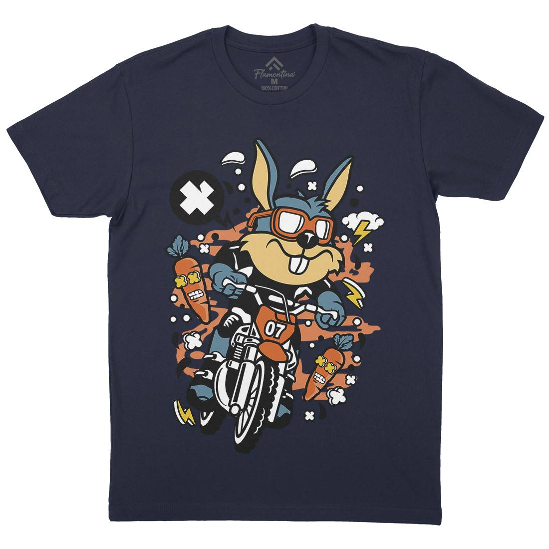 Rabbit Motocross Rider Mens Crew Neck T-Shirt Motorcycles C613