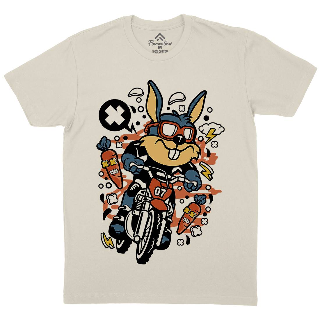 Rabbit Motocross Rider Mens Organic Crew Neck T-Shirt Motorcycles C613
