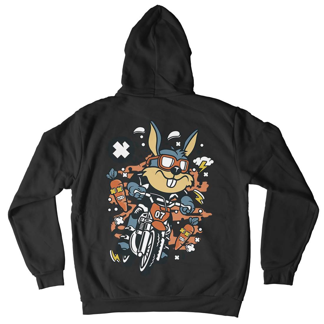 Rabbit Motocross Rider Kids Crew Neck Hoodie Motorcycles C613