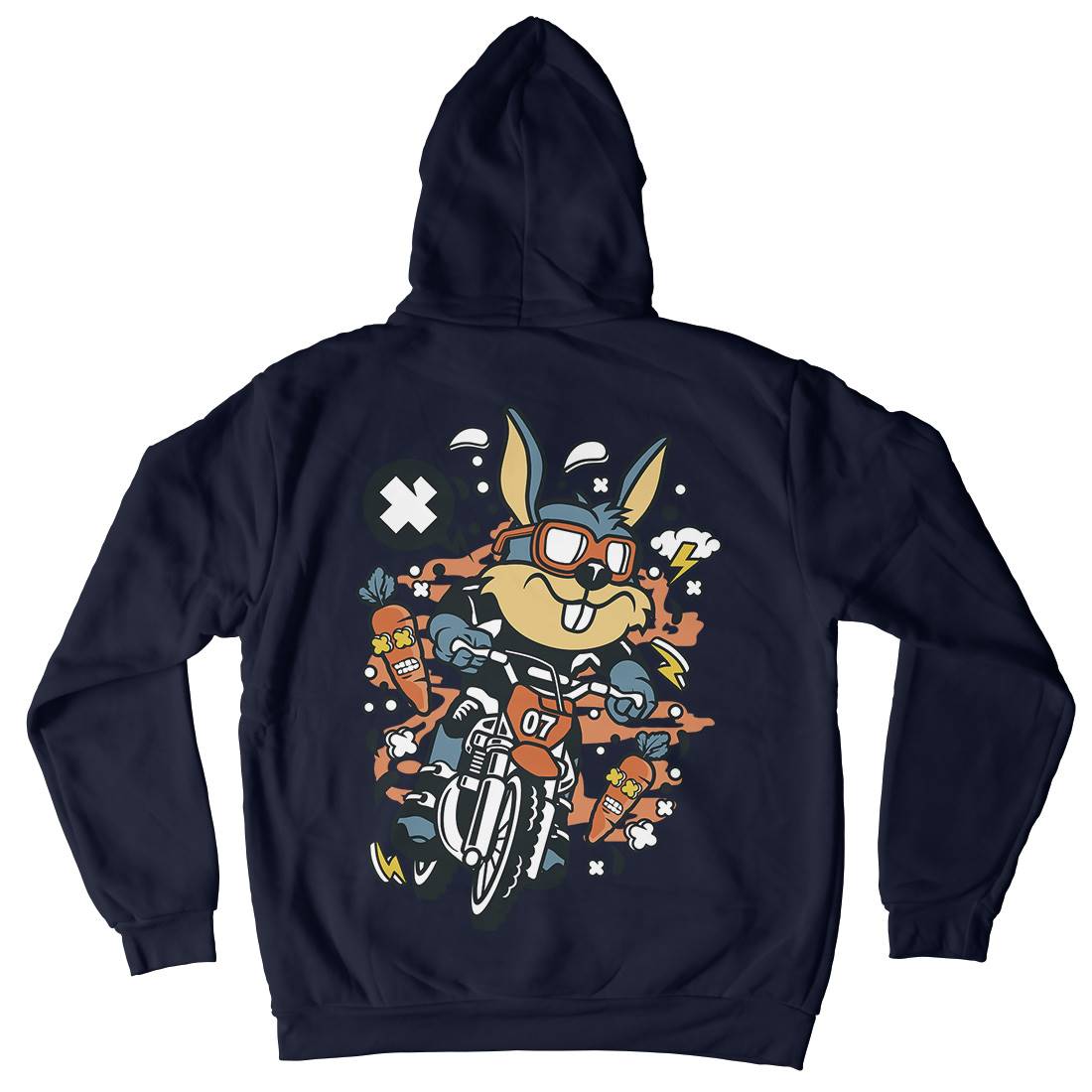 Rabbit Motocross Rider Mens Hoodie With Pocket Motorcycles C613