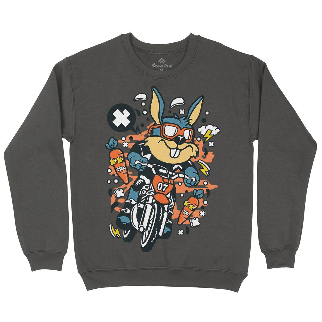 Rabbit Motocross Rider Mens Crew Neck Sweatshirt Motorcycles C613