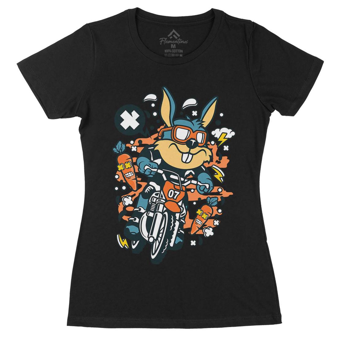 Rabbit Motocross Rider Womens Organic Crew Neck T-Shirt Motorcycles C613