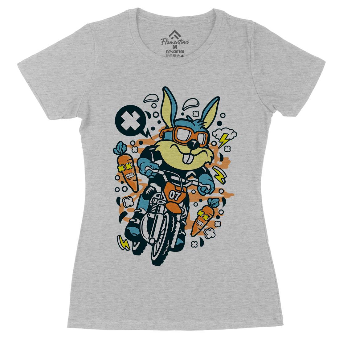 Rabbit Motocross Rider Womens Organic Crew Neck T-Shirt Motorcycles C613