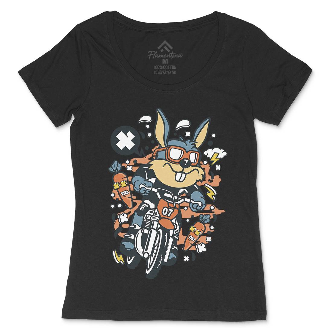 Rabbit Motocross Rider Womens Scoop Neck T-Shirt Motorcycles C613