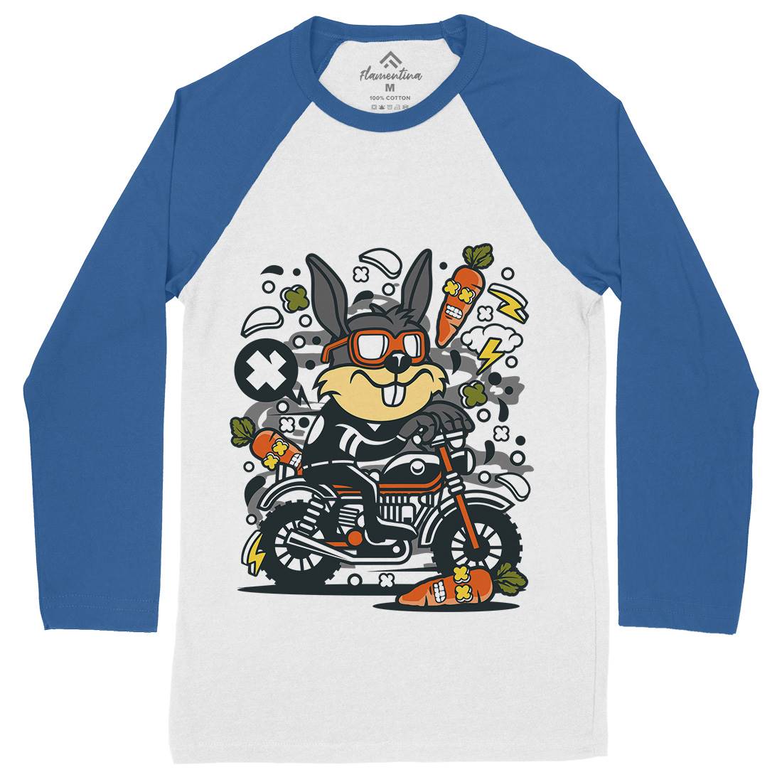 Rabbit Motocross Mens Long Sleeve Baseball T-Shirt Motorcycles C614