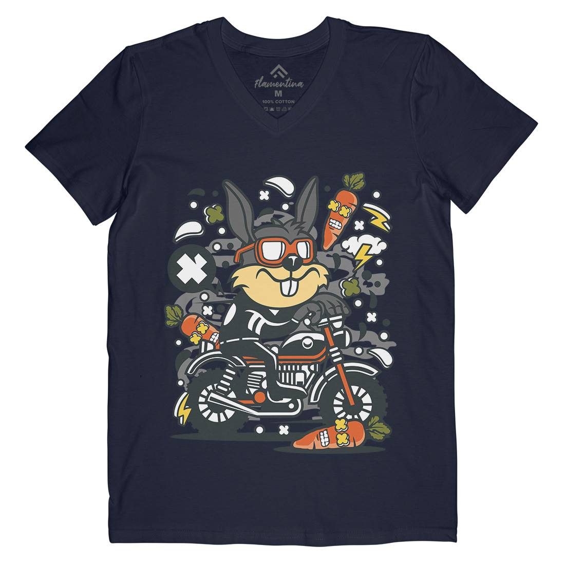Rabbit Motocross Mens Organic V-Neck T-Shirt Motorcycles C614