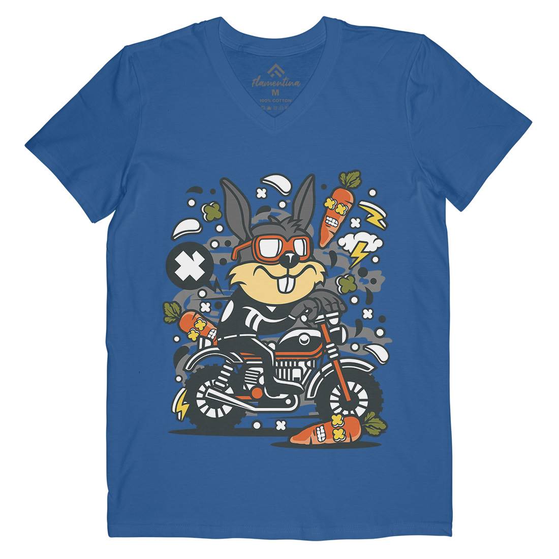 Rabbit Motocross Mens V-Neck T-Shirt Motorcycles C614