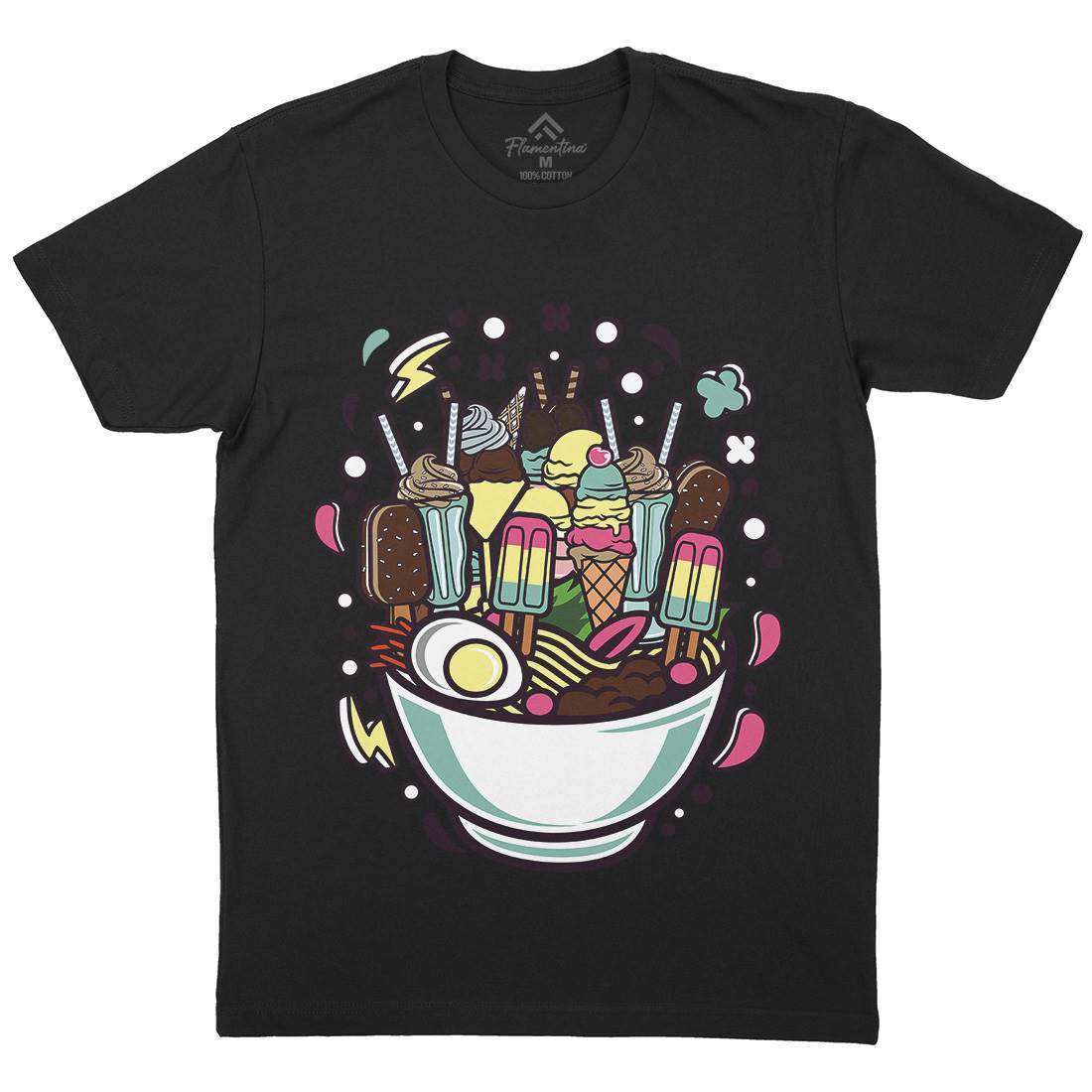 Ramen Ice Cream Mens Crew Neck T-Shirt Food C615