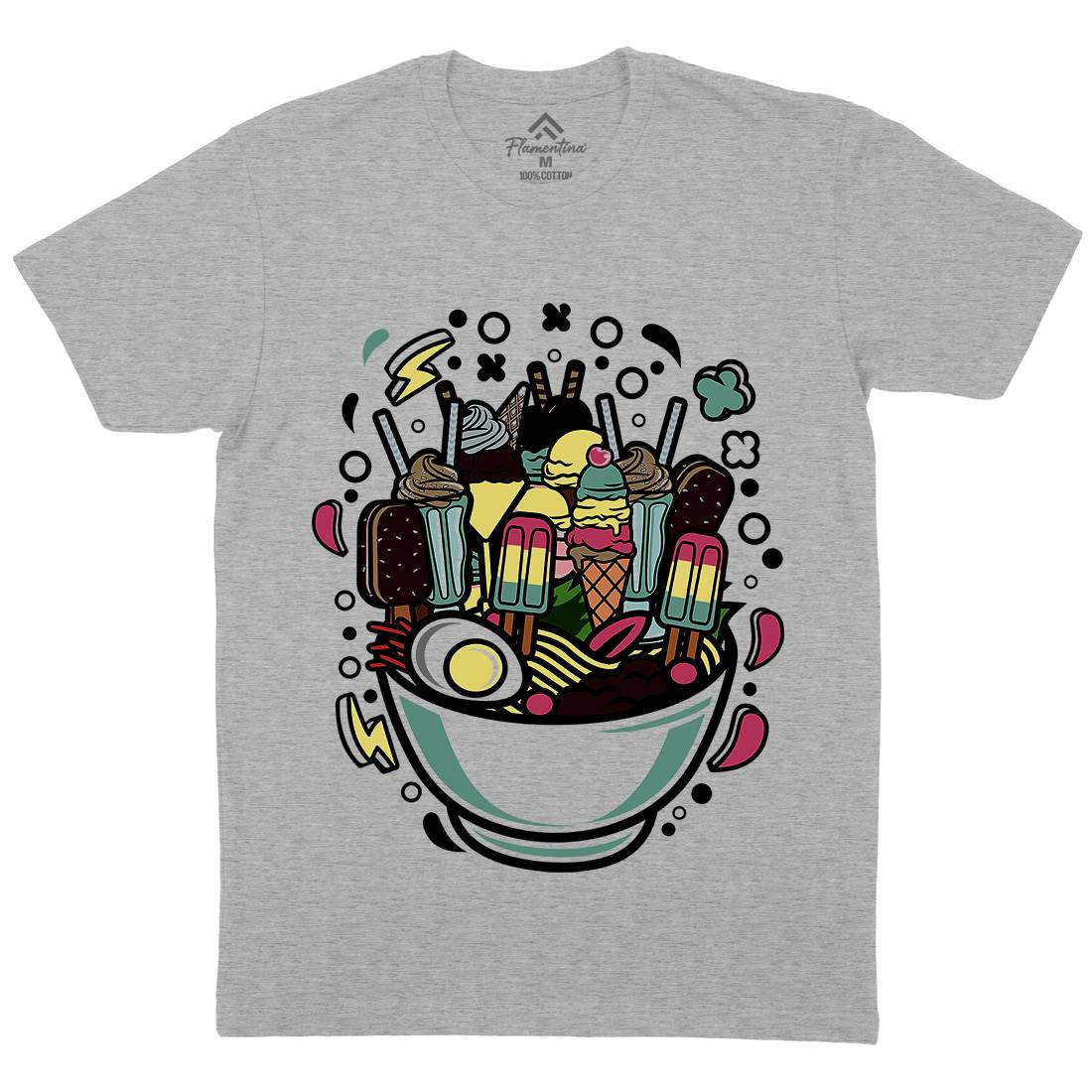 Ramen Ice Cream Mens Organic Crew Neck T-Shirt Food C615