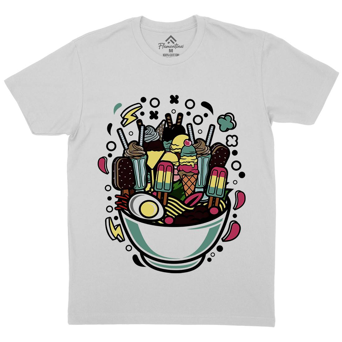 Ramen Ice Cream Mens Crew Neck T-Shirt Food C615