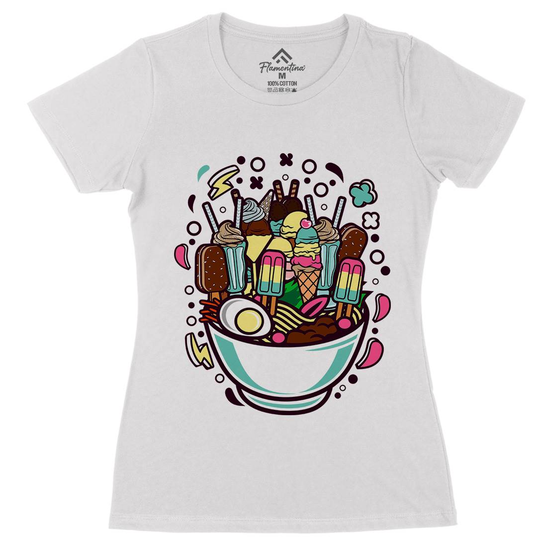 Ramen Ice Cream Womens Organic Crew Neck T-Shirt Food C615