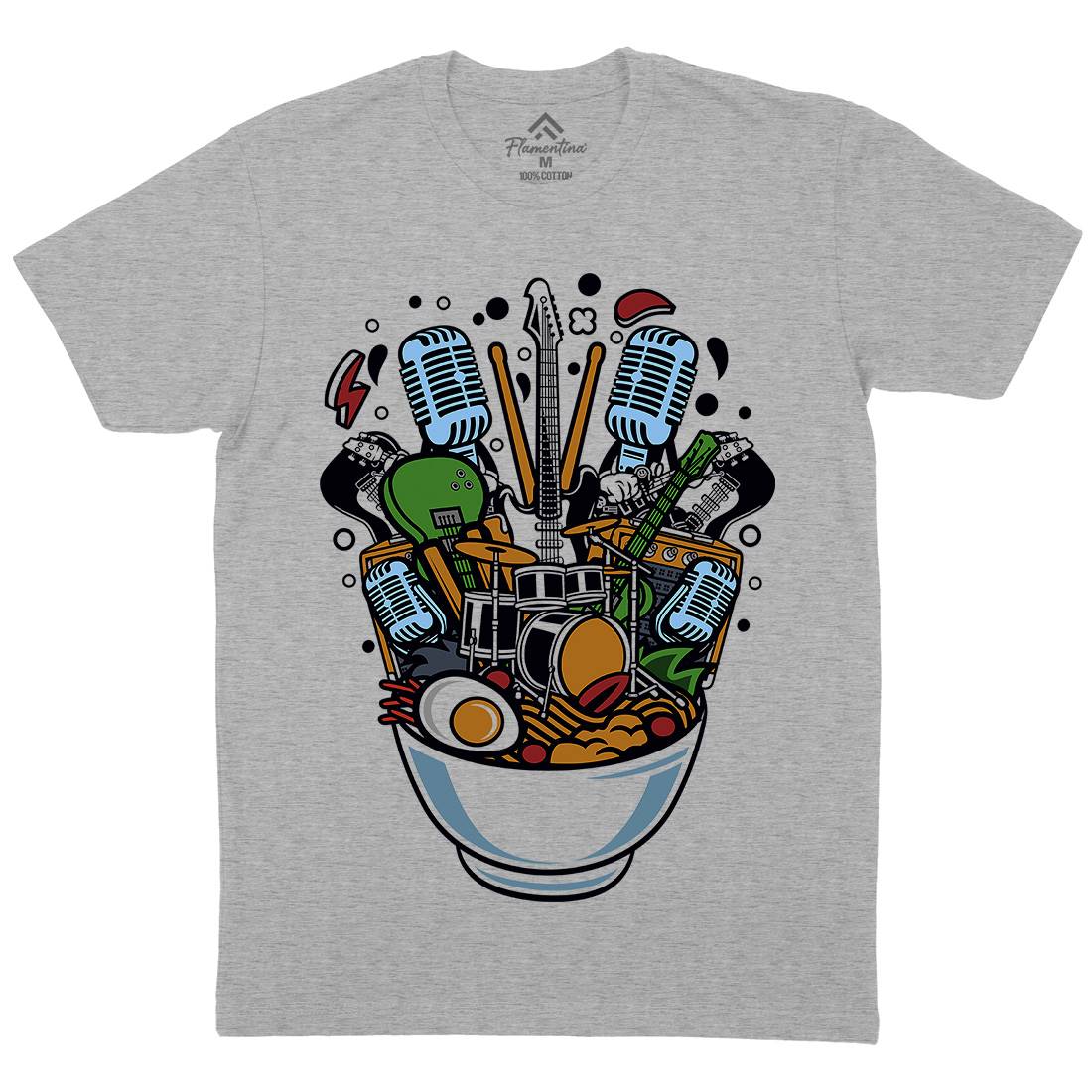 Ramen Rock Mens Organic Crew Neck T-Shirt Music C617