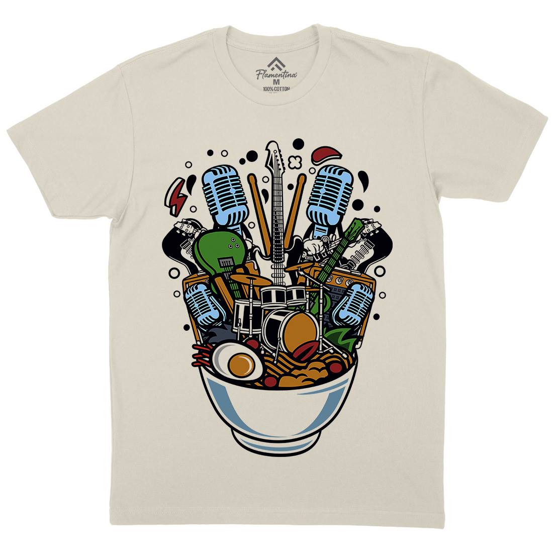 Ramen Rock Mens Organic Crew Neck T-Shirt Music C617