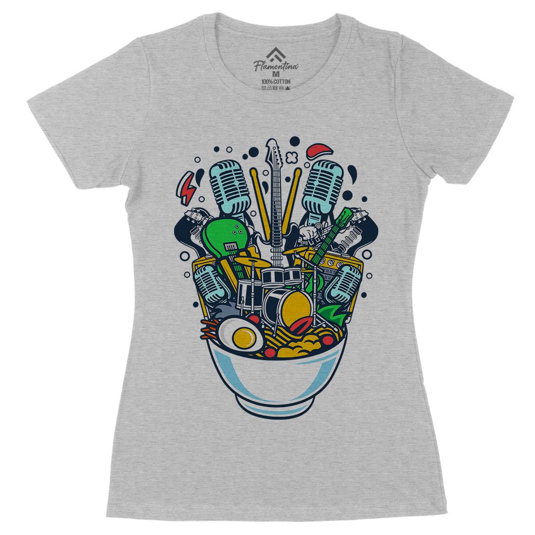 Ramen Rock Womens Organic Crew Neck T-Shirt Music C617