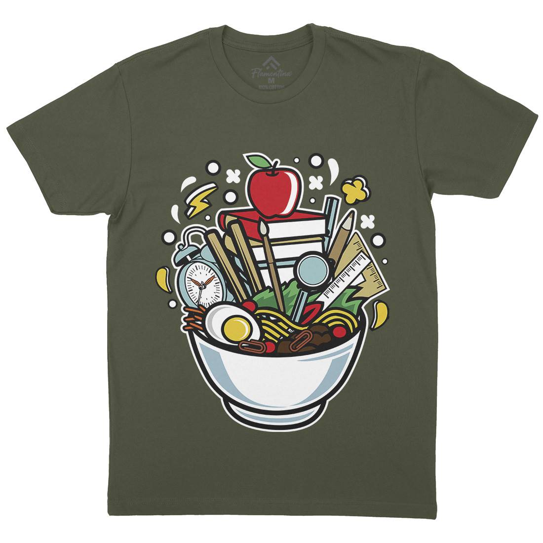 Ramen School Mens Organic Crew Neck T-Shirt Work C618