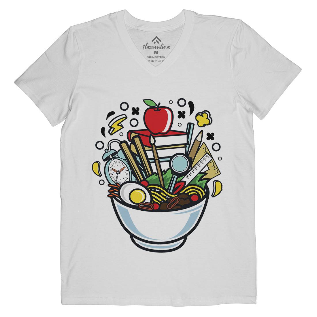 Ramen School Mens Organic V-Neck T-Shirt Work C618