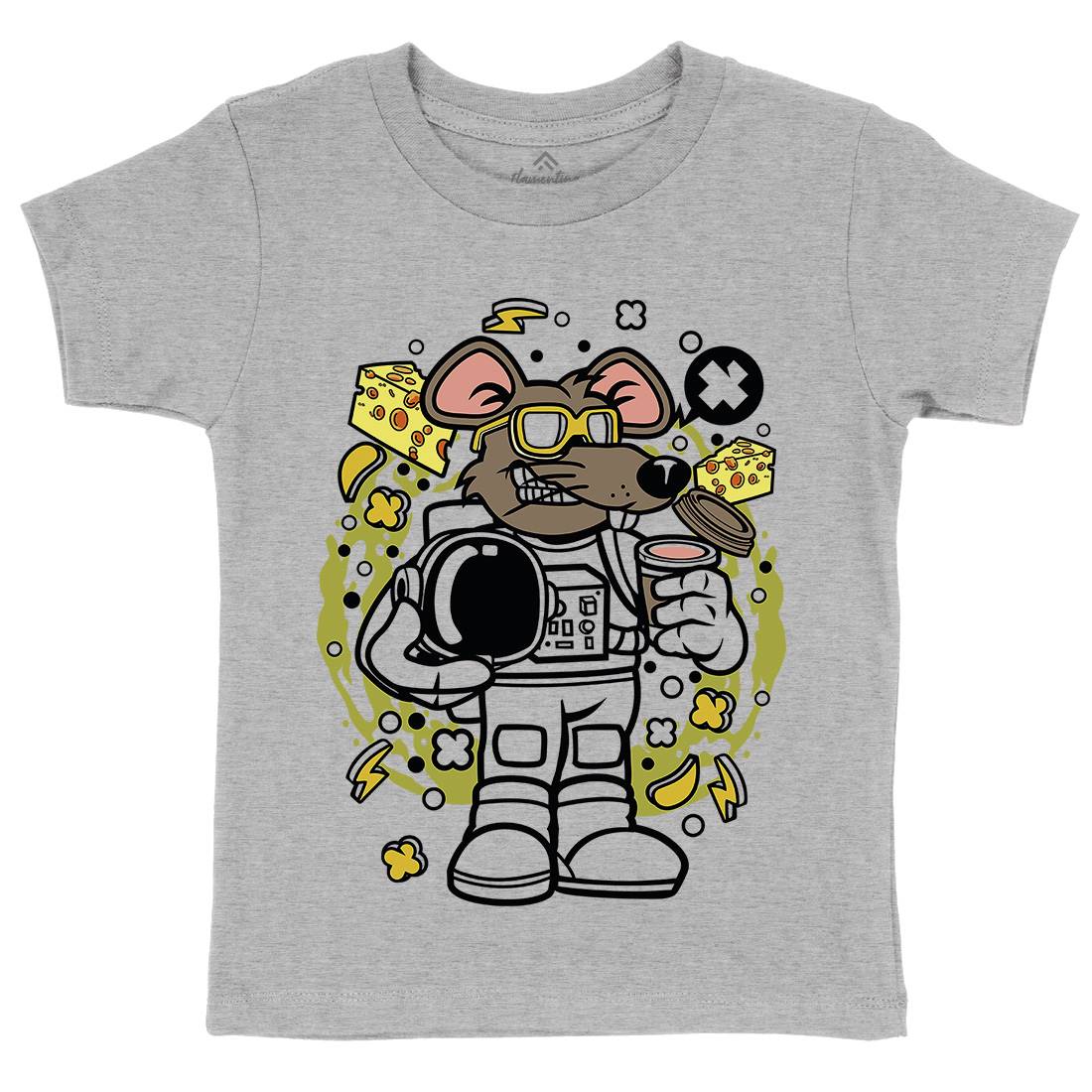 Rat Astronaut Kids Crew Neck T-Shirt Space C621