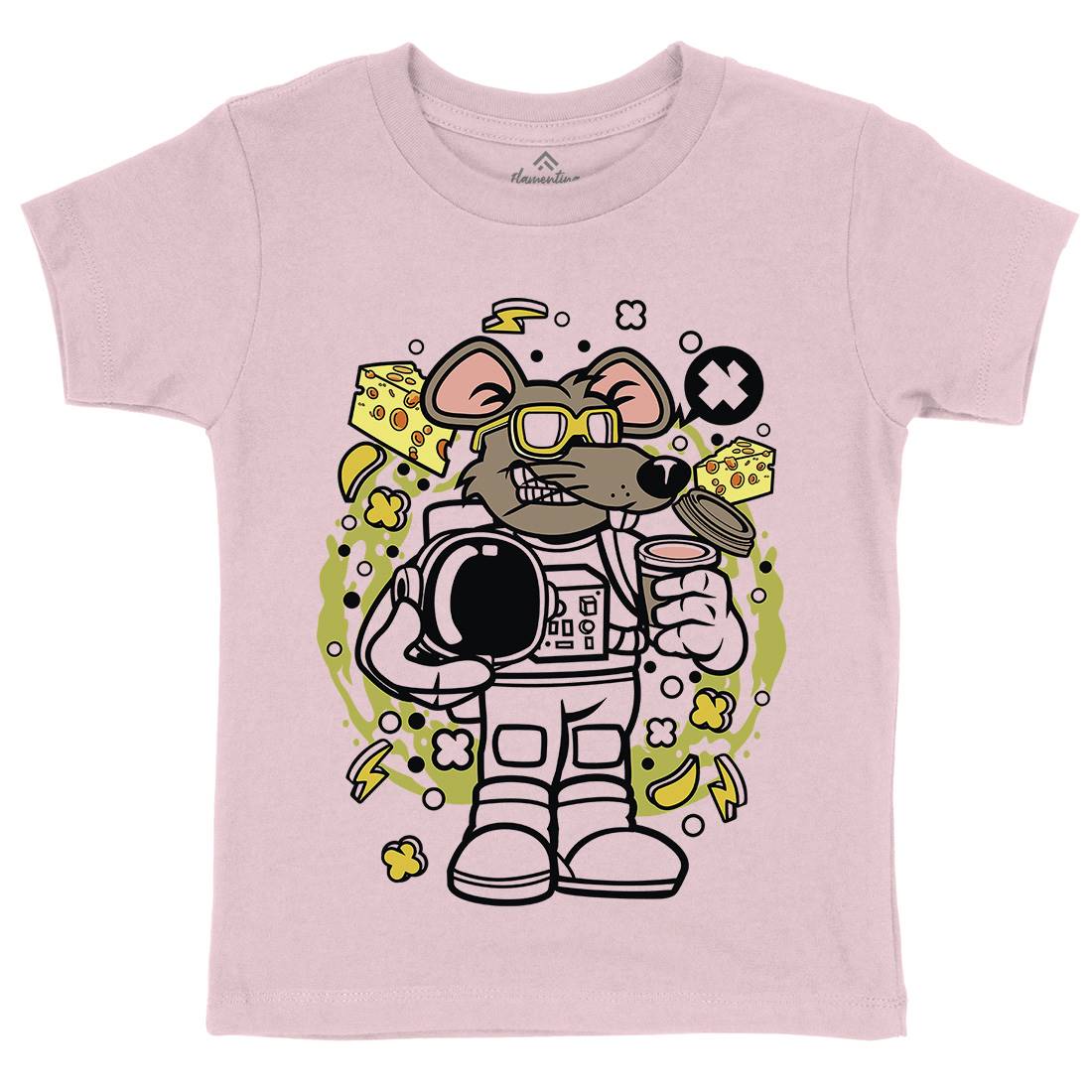 Rat Astronaut Kids Crew Neck T-Shirt Space C621