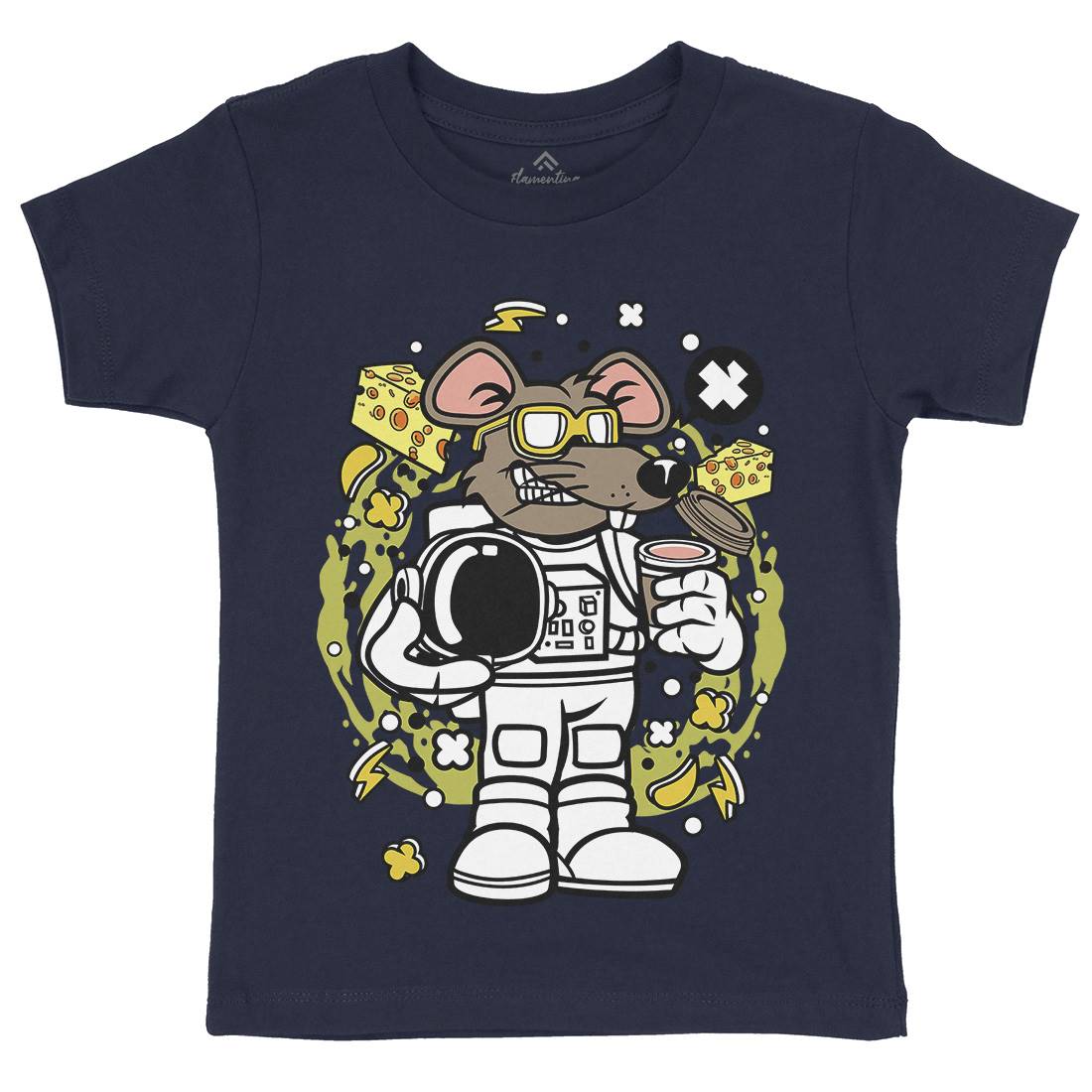 Rat Astronaut Kids Organic Crew Neck T-Shirt Space C621