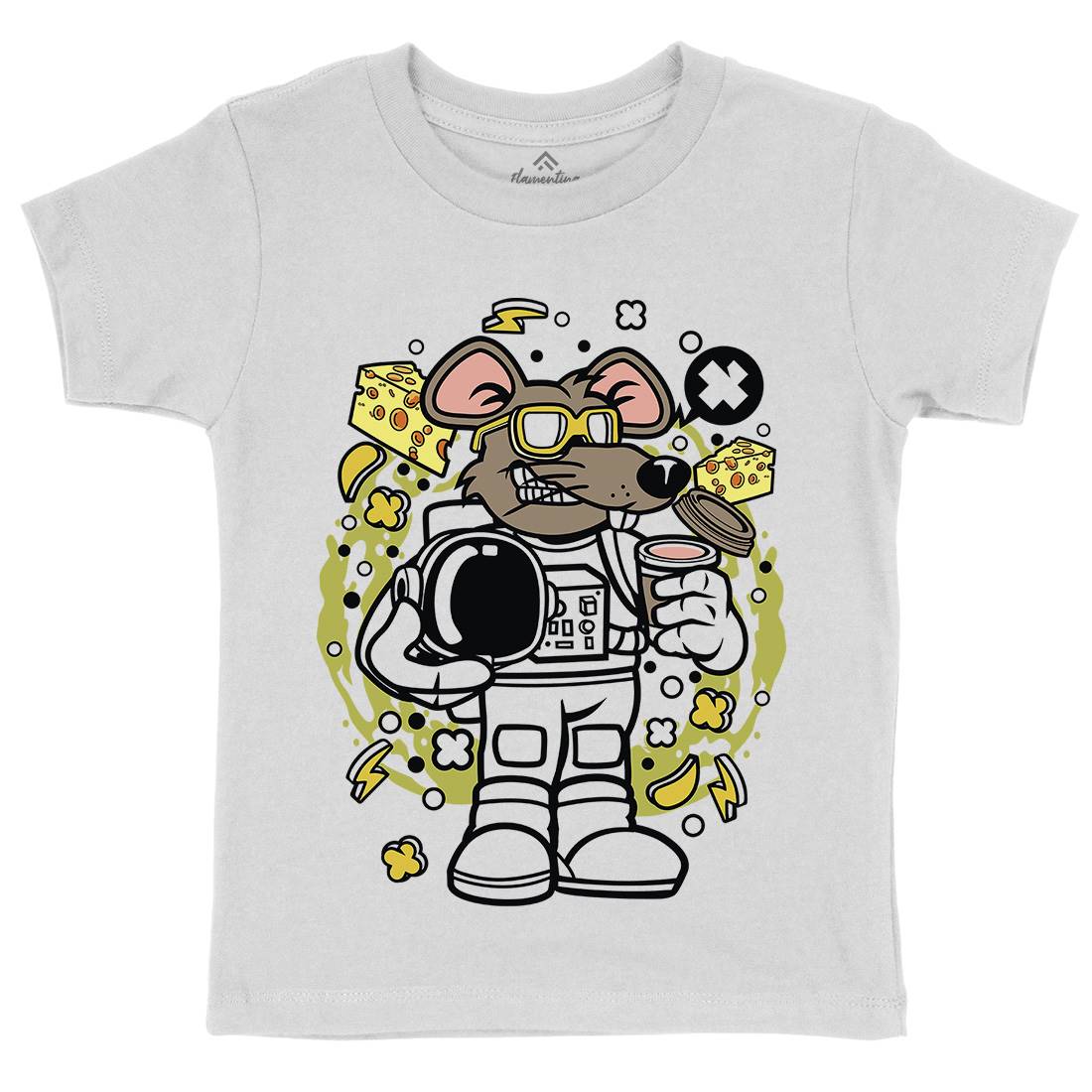 Rat Astronaut Kids Organic Crew Neck T-Shirt Space C621