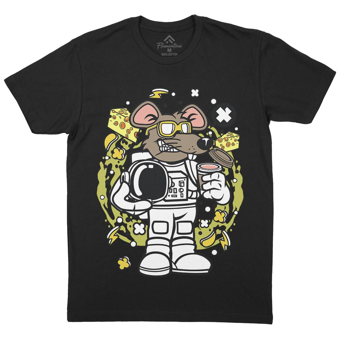 Rat Astronaut Mens Crew Neck T-Shirt Space C621