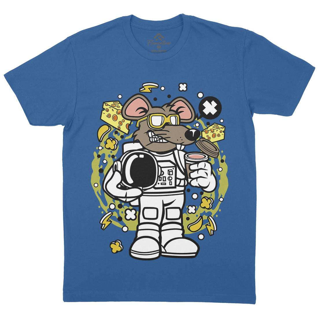 Rat Astronaut Mens Organic Crew Neck T-Shirt Space C621
