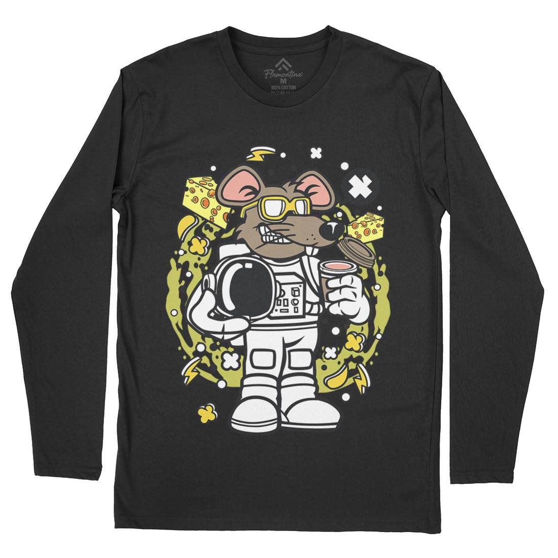 Rat Astronaut Mens Long Sleeve T-Shirt Space C621