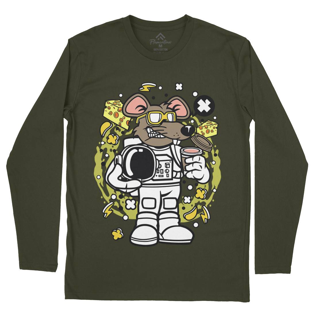 Rat Astronaut Mens Long Sleeve T-Shirt Space C621