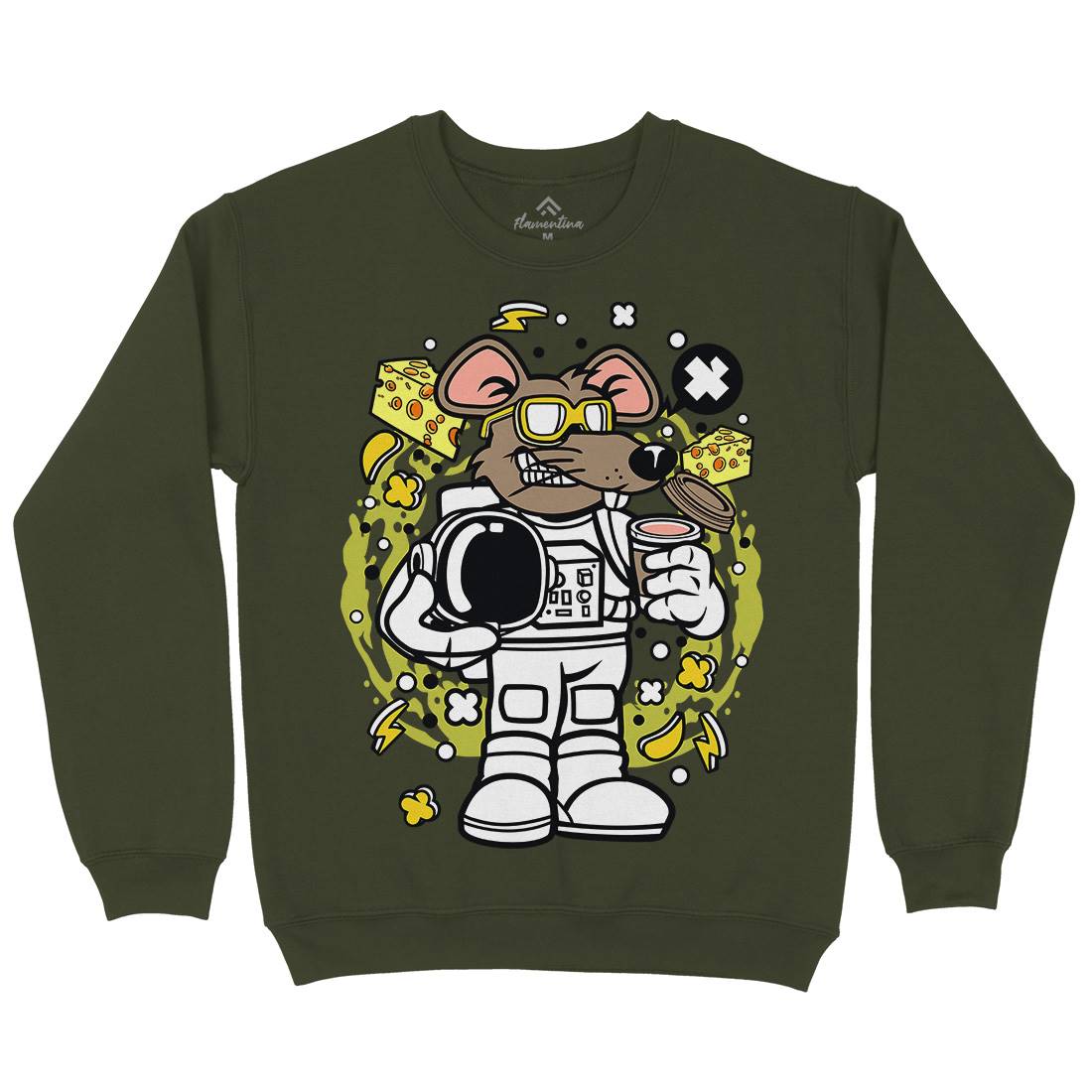 Rat Astronaut Mens Crew Neck Sweatshirt Space C621