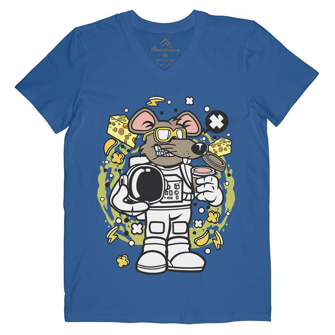 Rat Astronaut Mens V-Neck T-Shirt Space C621