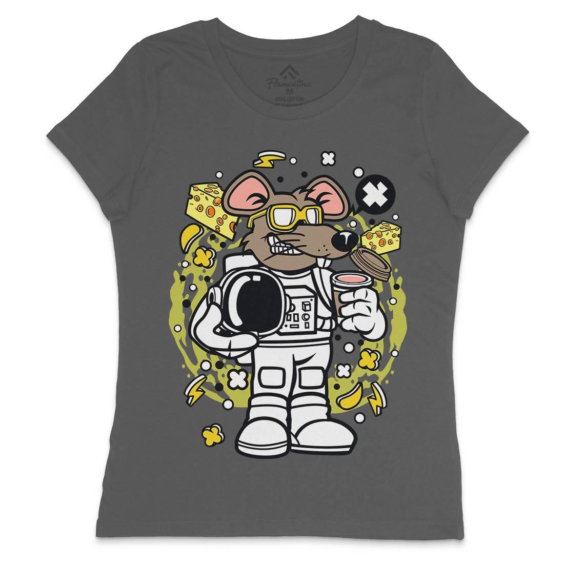 Rat Astronaut Womens Crew Neck T-Shirt Space C621